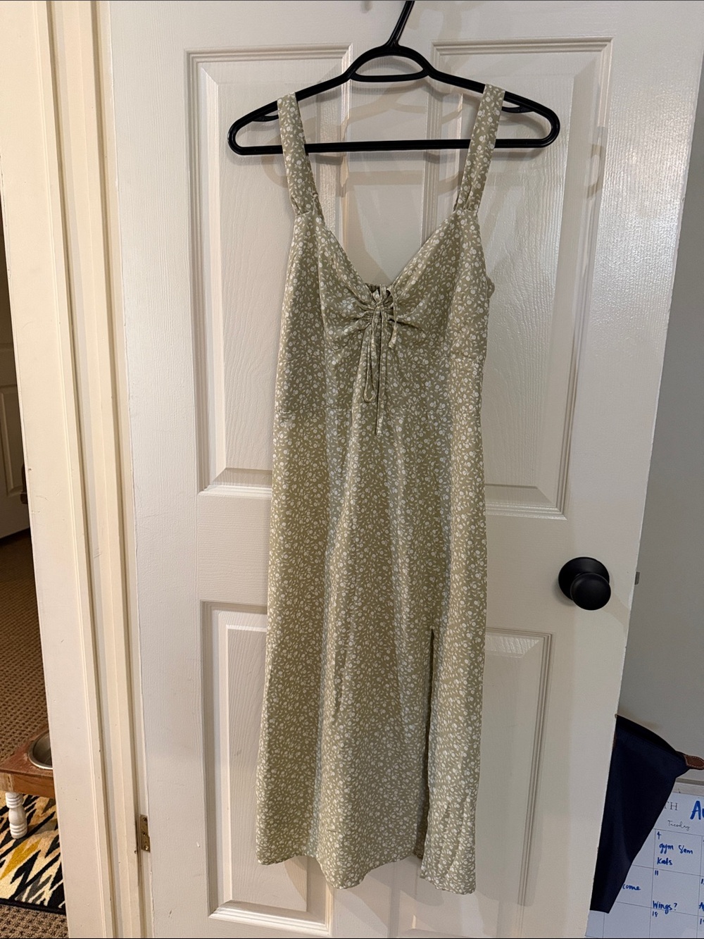 Abercrombie Sage Green Floral Tie-Front Midi Dress